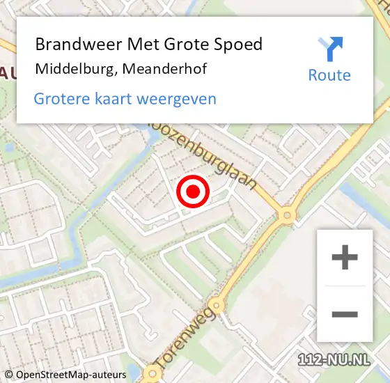 Locatie op kaart van de 112 melding: Brandweer Met Grote Spoed Naar Middelburg, Meanderhof op 23 februari 2023 20:03