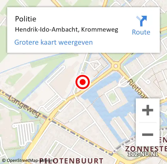 Locatie op kaart van de 112 melding: Politie Hendrik-Ido-Ambacht, Krommeweg op 23 februari 2023 20:11