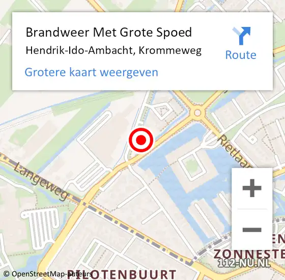 Locatie op kaart van de 112 melding: Brandweer Met Grote Spoed Naar Hendrik-Ido-Ambacht, Krommeweg op 23 februari 2023 20:11