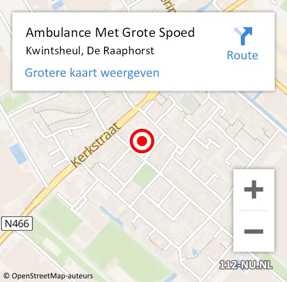 Locatie op kaart van de 112 melding: Ambulance Met Grote Spoed Naar Kwintsheul, De Raaphorst op 23 februari 2023 20:28