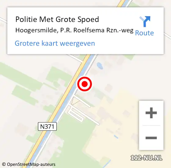 Locatie op kaart van de 112 melding: Politie Met Grote Spoed Naar Hoogersmilde, P.R. Roelfsema Rzn.-weg op 23 februari 2023 20:30
