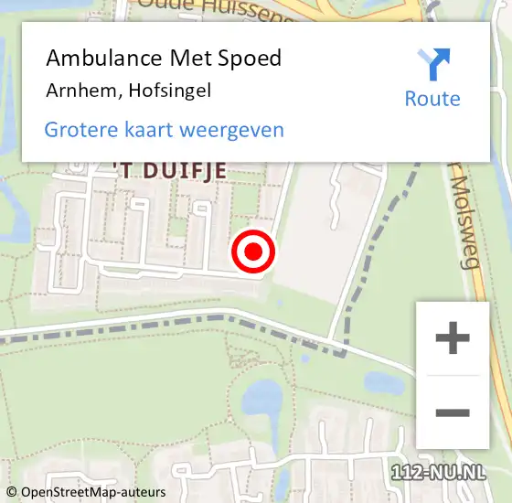 Locatie op kaart van de 112 melding: Ambulance Met Spoed Naar Arnhem, Hofsingel op 23 februari 2023 20:48