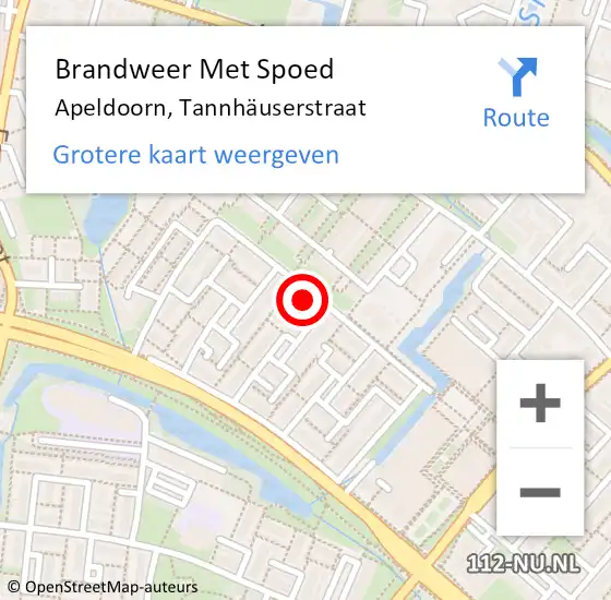 Locatie op kaart van de 112 melding: Brandweer Met Spoed Naar Apeldoorn, Tannhäuserstraat op 23 februari 2023 21:55