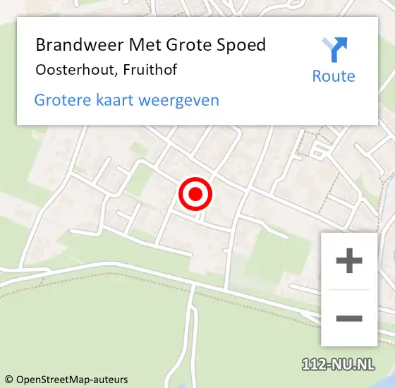 Locatie op kaart van de 112 melding: Brandweer Met Grote Spoed Naar Oosterhout, Fruithof op 23 februari 2023 21:59