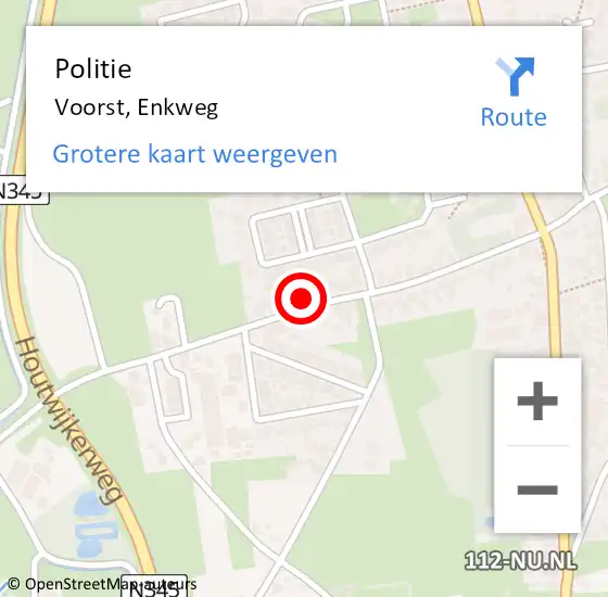 Locatie op kaart van de 112 melding: Politie Voorst, Enkweg op 23 februari 2023 22:10