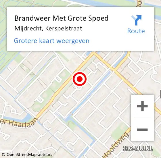 Locatie op kaart van de 112 melding: Brandweer Met Grote Spoed Naar Mijdrecht, Kerspelstraat op 23 februari 2023 22:36