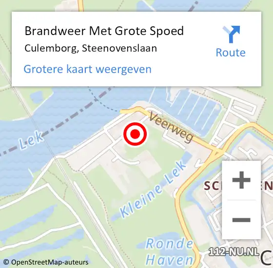 Locatie op kaart van de 112 melding: Brandweer Met Grote Spoed Naar Culemborg, Steenovenslaan op 23 februari 2023 22:40