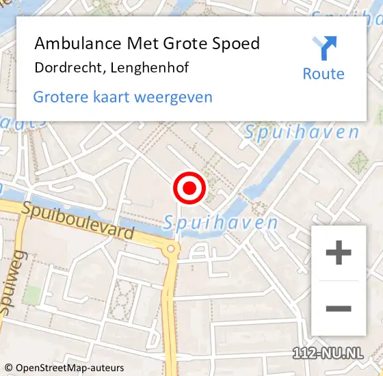 Locatie op kaart van de 112 melding: Ambulance Met Grote Spoed Naar Dordrecht, Lenghenhof op 23 februari 2023 22:48