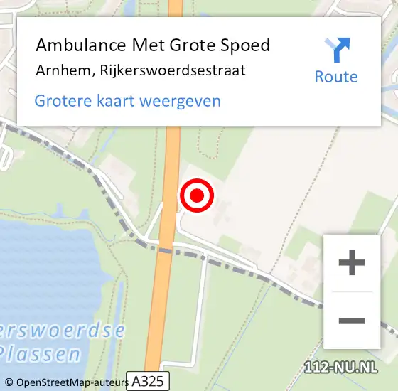 Locatie op kaart van de 112 melding: Ambulance Met Grote Spoed Naar Arnhem, Rijkerswoerdsestraat op 23 februari 2023 23:05