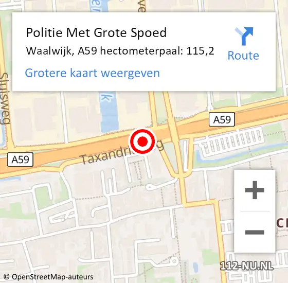 Locatie op kaart van de 112 melding: Politie Met Grote Spoed Naar Waalwijk, A59 hectometerpaal: 115,2 op 23 februari 2023 23:08