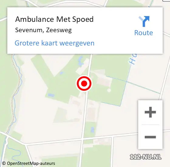 Locatie op kaart van de 112 melding: Ambulance Met Spoed Naar Sevenum, Zeesweg op 16 augustus 2014 17:59