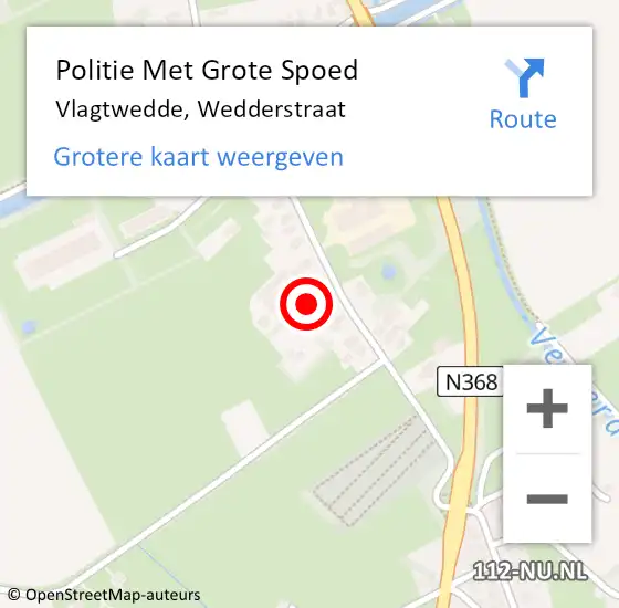Locatie op kaart van de 112 melding: Politie Met Grote Spoed Naar Vlagtwedde, Wedderstraat op 23 februari 2023 23:49