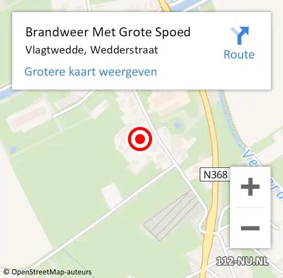 Locatie op kaart van de 112 melding: Brandweer Met Grote Spoed Naar Vlagtwedde, Wedderstraat op 23 februari 2023 23:50