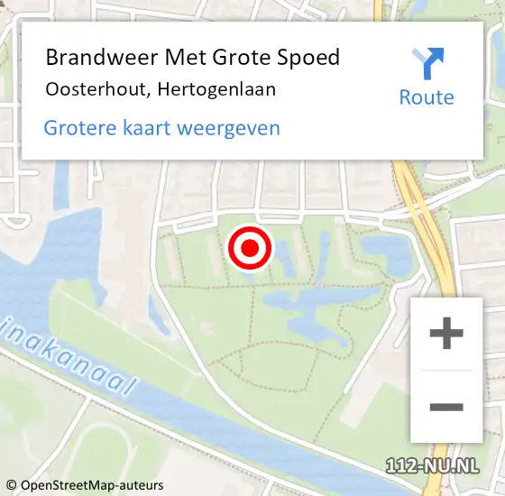 Locatie op kaart van de 112 melding: Brandweer Met Grote Spoed Naar Oosterhout, Hertogenlaan op 24 februari 2023 00:22