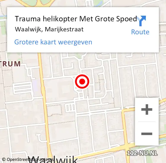 Locatie op kaart van de 112 melding: Trauma helikopter Met Grote Spoed Naar Waalwijk, Marijkestraat op 24 februari 2023 00:49