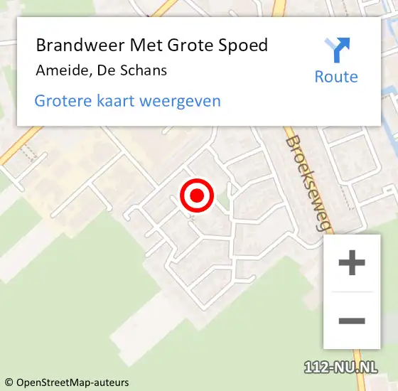 Locatie op kaart van de 112 melding: Brandweer Met Grote Spoed Naar Ameide, De Schans op 24 februari 2023 00:50