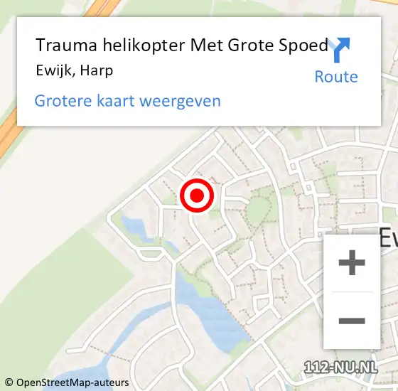 Locatie op kaart van de 112 melding: Trauma helikopter Met Grote Spoed Naar Ewijk, Harp op 24 februari 2023 00:57
