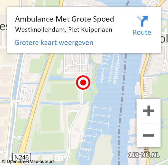 Locatie op kaart van de 112 melding: Ambulance Met Grote Spoed Naar Westknollendam, Piet Kuiperlaan op 24 februari 2023 01:27