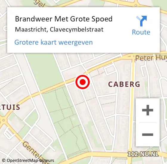 Locatie op kaart van de 112 melding: Brandweer Met Grote Spoed Naar Maastricht, Clavecymbelstraat op 24 februari 2023 01:29
