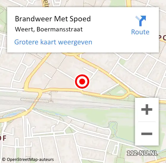 Locatie op kaart van de 112 melding: Brandweer Met Spoed Naar Weert, Boermansstraat op 24 februari 2023 01:47