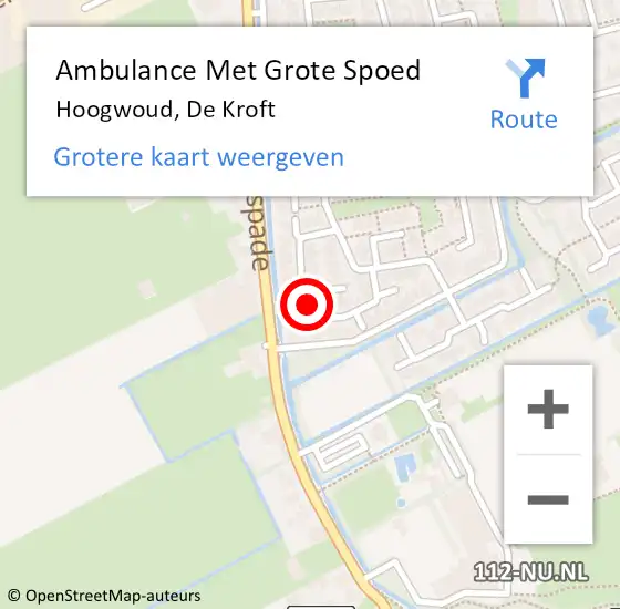 Locatie op kaart van de 112 melding: Ambulance Met Grote Spoed Naar Hoogwoud, De Kroft op 24 februari 2023 02:02