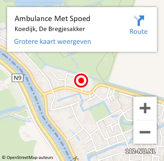 Locatie op kaart van de 112 melding: Ambulance Met Spoed Naar Koedijk, De Bregjesakker op 24 februari 2023 03:33