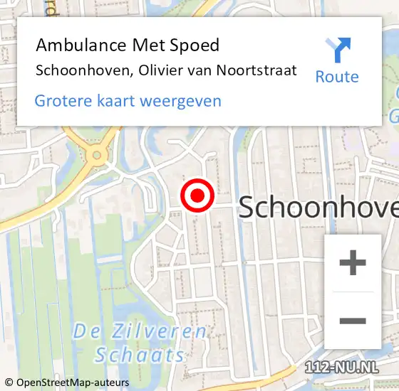 Locatie op kaart van de 112 melding: Ambulance Met Spoed Naar Schoonhoven, Olivier van Noortstraat op 24 februari 2023 04:07