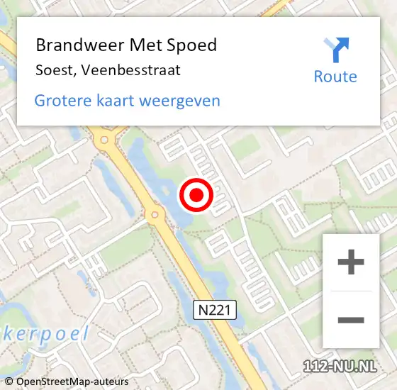 Locatie op kaart van de 112 melding: Brandweer Met Spoed Naar Soest, Veenbesstraat op 24 februari 2023 05:04