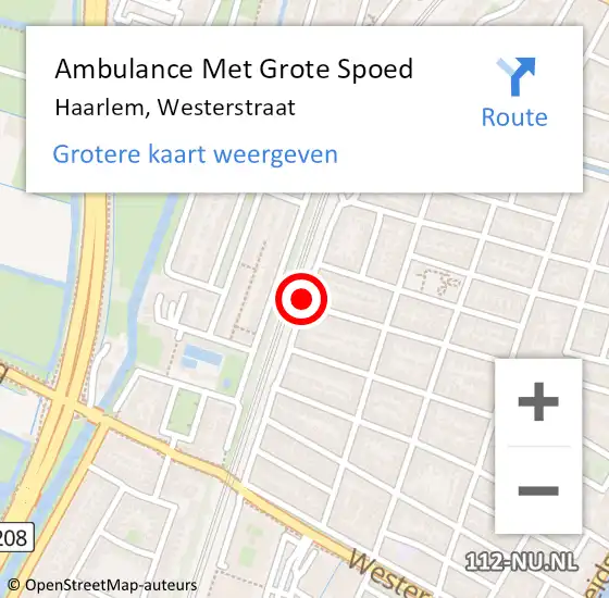 Locatie op kaart van de 112 melding: Ambulance Met Grote Spoed Naar Haarlem, Westerstraat op 24 februari 2023 05:23