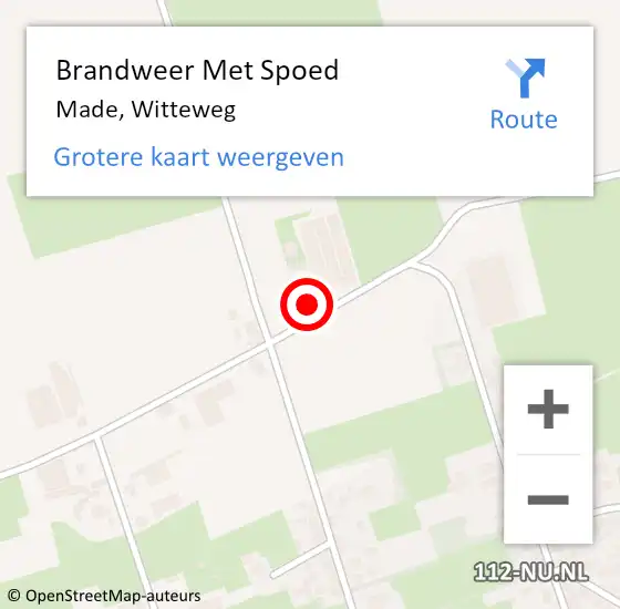 Locatie op kaart van de 112 melding: Brandweer Met Spoed Naar Made, Witteweg op 24 februari 2023 06:03