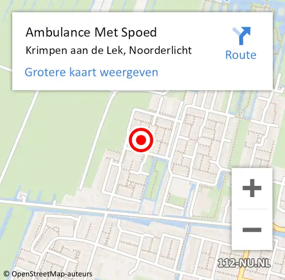 Locatie op kaart van de 112 melding: Ambulance Met Spoed Naar Krimpen aan de Lek, Noorderlicht op 24 februari 2023 06:20