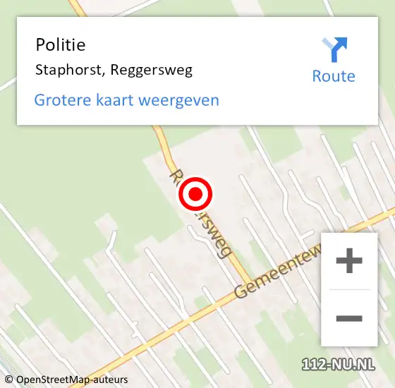 Locatie op kaart van de 112 melding: Politie Staphorst, Reggersweg op 24 februari 2023 06:24