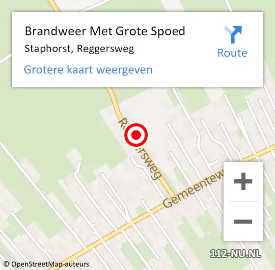 Locatie op kaart van de 112 melding: Brandweer Met Grote Spoed Naar Staphorst, Reggersweg op 24 februari 2023 06:27
