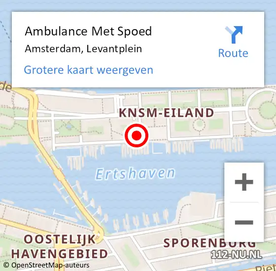 Locatie op kaart van de 112 melding: Ambulance Met Spoed Naar Amsterdam, Levantplein op 24 februari 2023 07:07