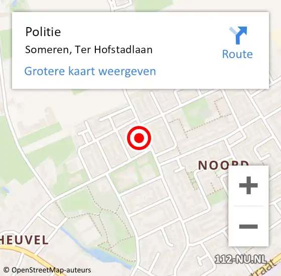 Locatie op kaart van de 112 melding: Politie Someren, Ter Hofstadlaan op 24 februari 2023 07:40