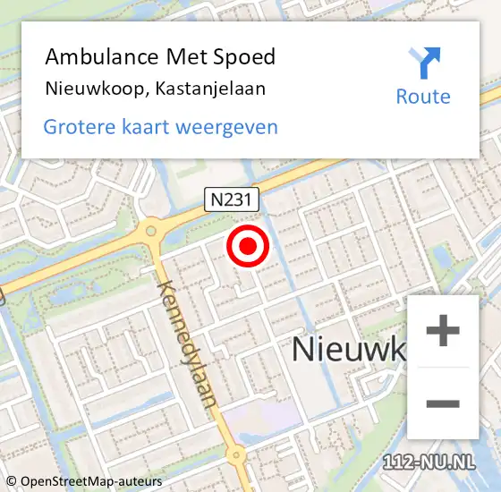 Locatie op kaart van de 112 melding: Ambulance Met Spoed Naar Nieuwkoop, Kastanjelaan op 24 februari 2023 08:00