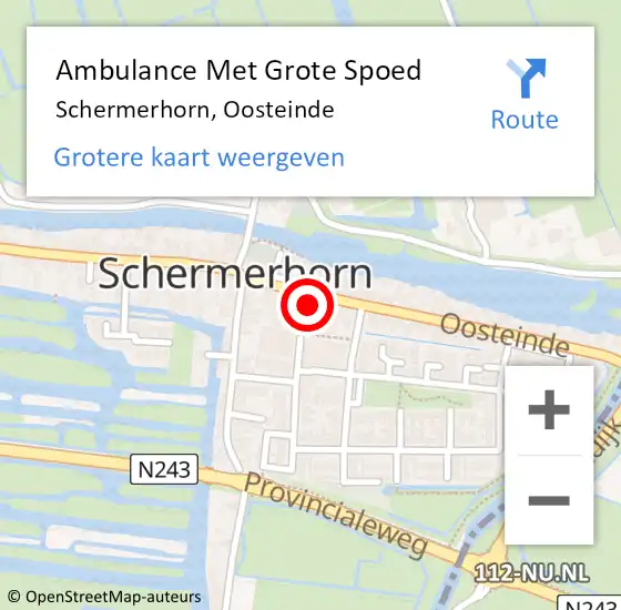 Locatie op kaart van de 112 melding: Ambulance Met Grote Spoed Naar Schermerhorn, Oosteinde op 24 februari 2023 08:12