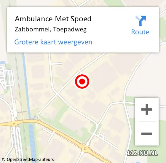 Locatie op kaart van de 112 melding: Ambulance Met Spoed Naar Zaltbommel, Toepadweg op 24 februari 2023 09:32
