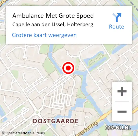 Locatie op kaart van de 112 melding: Ambulance Met Grote Spoed Naar Capelle aan den IJssel, Holterberg op 24 februari 2023 09:33