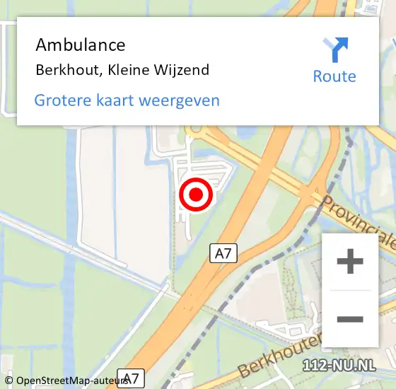 Locatie op kaart van de 112 melding: Ambulance Berkhout, Kleine Wijzend op 24 februari 2023 09:37