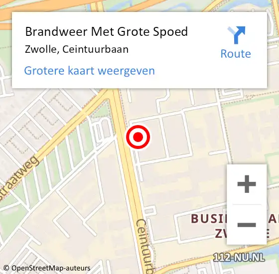 Locatie op kaart van de 112 melding: Brandweer Met Grote Spoed Naar Zwolle, Ceintuurbaan op 24 februari 2023 09:51