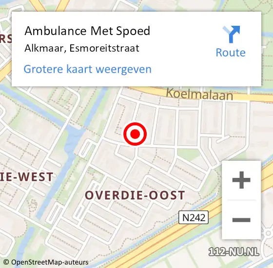 Locatie op kaart van de 112 melding: Ambulance Met Spoed Naar Alkmaar, Esmoreitstraat op 24 februari 2023 10:09