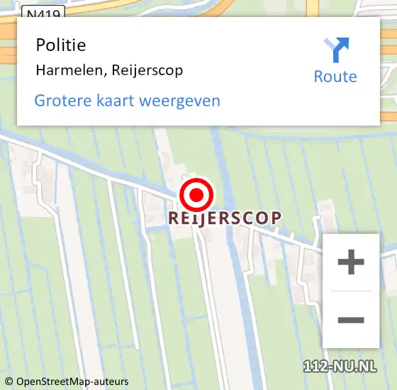 Locatie op kaart van de 112 melding: Politie Harmelen, Reijerscop op 24 februari 2023 10:34