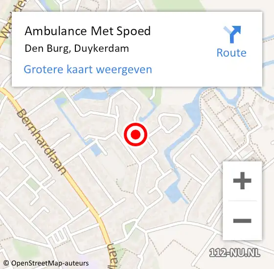 Locatie op kaart van de 112 melding: Ambulance Met Spoed Naar Den Burg, Duykerdam op 24 februari 2023 10:36