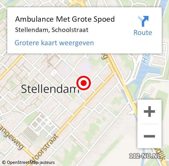Locatie op kaart van de 112 melding: Ambulance Met Grote Spoed Naar Stellendam, Schoolstraat op 24 februari 2023 10:45