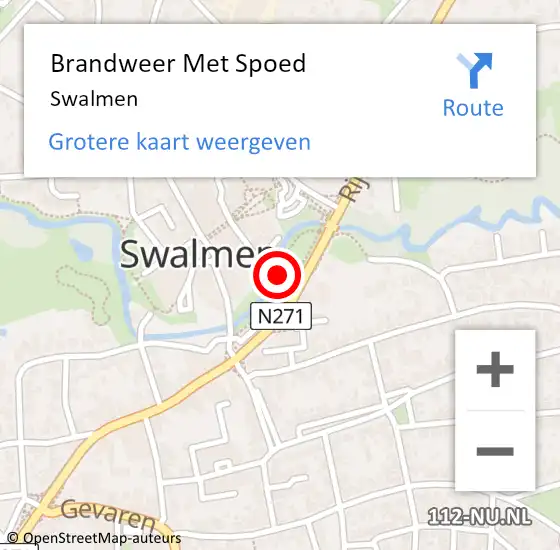 Locatie op kaart van de 112 melding: Brandweer Met Spoed Naar Swalmen op 24 februari 2023 11:01
