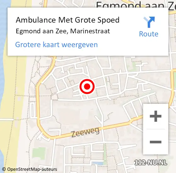 Locatie op kaart van de 112 melding: Ambulance Met Grote Spoed Naar Egmond aan Zee, Marinestraat op 24 februari 2023 11:02