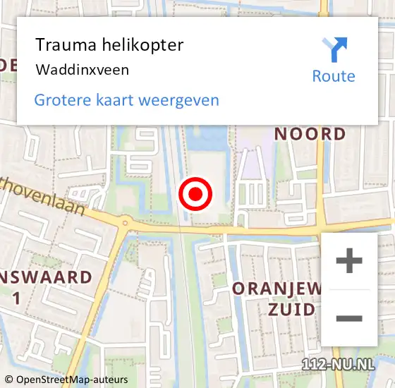 Locatie op kaart van de 112 melding: Trauma helikopter Waddinxveen op 24 februari 2023 11:13