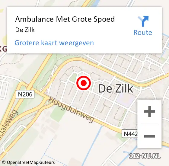 Locatie op kaart van de 112 melding: Ambulance Met Grote Spoed Naar De Zilk op 24 februari 2023 11:22
