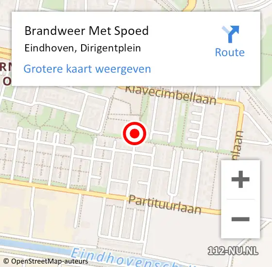 Locatie op kaart van de 112 melding: Brandweer Met Spoed Naar Eindhoven, Dirigentplein op 24 februari 2023 11:23